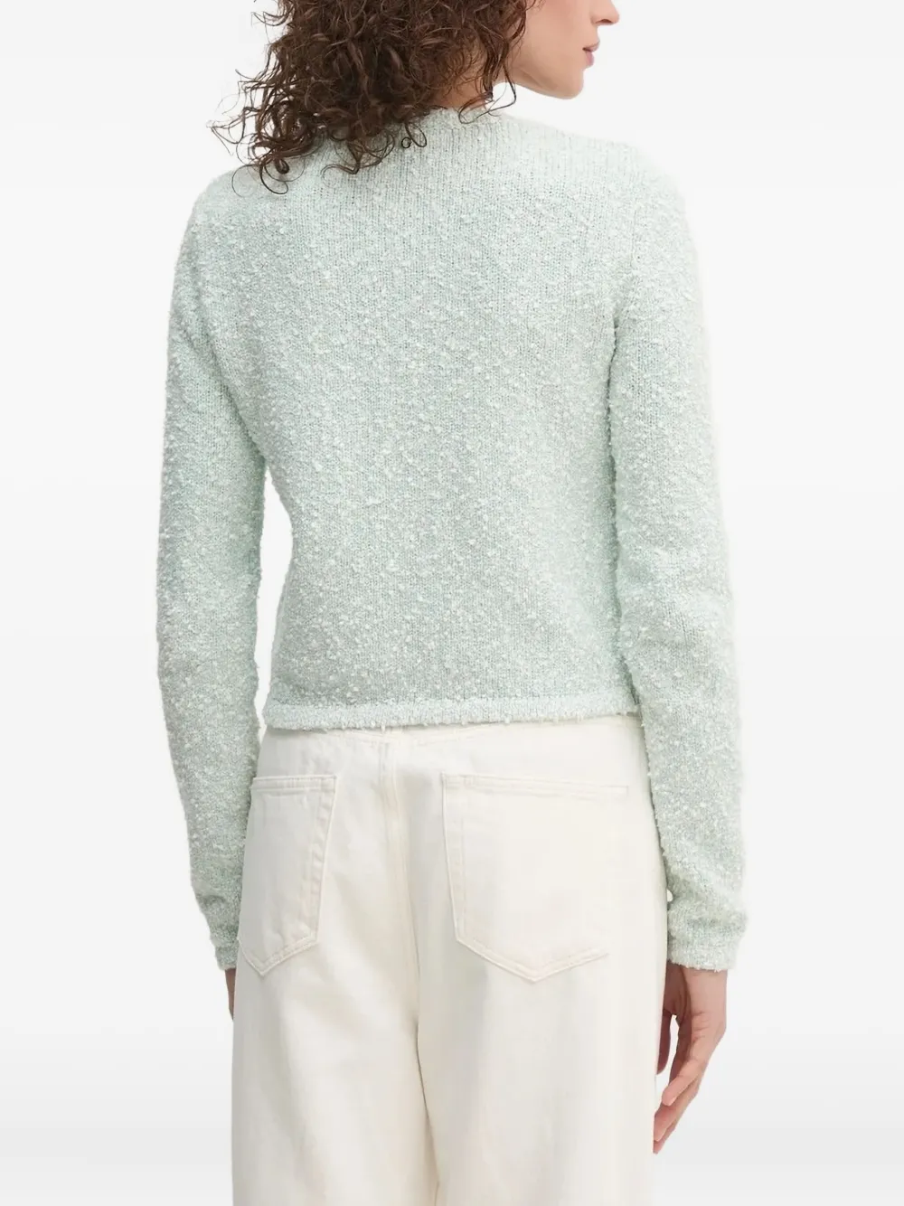 Guess Usa Buttoned Bouclé Cardigan In Green