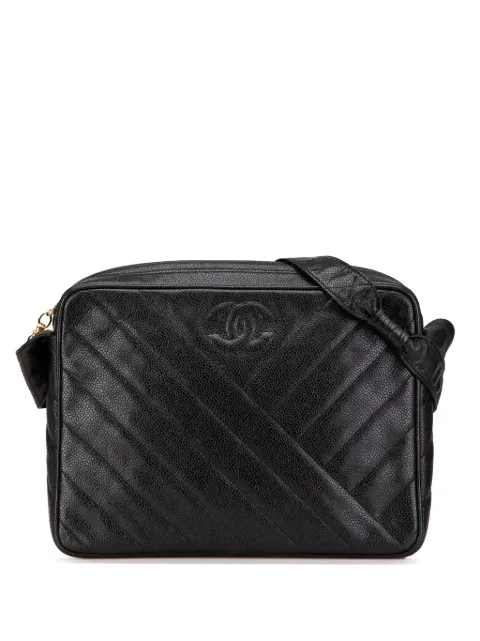 CHANEL Pre-Owned 1991-1994 CC Diagonal Quilted Caviar crossbody bag RFUEGESPFTDF8U0L - 0