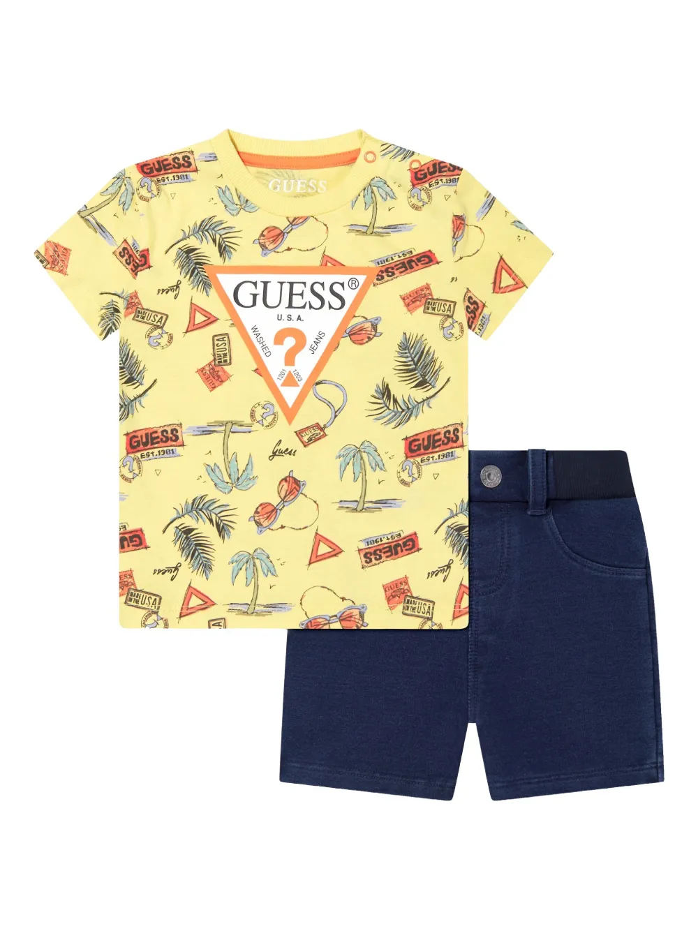 guess kids printed short set | Yellow | Image 1