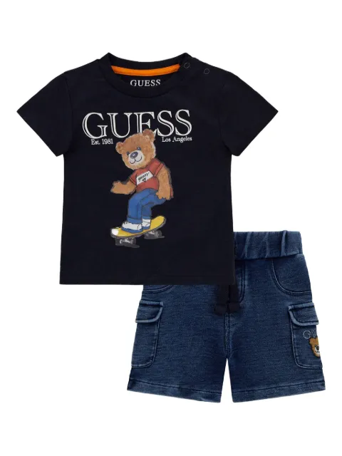 guess kids logo-print short set