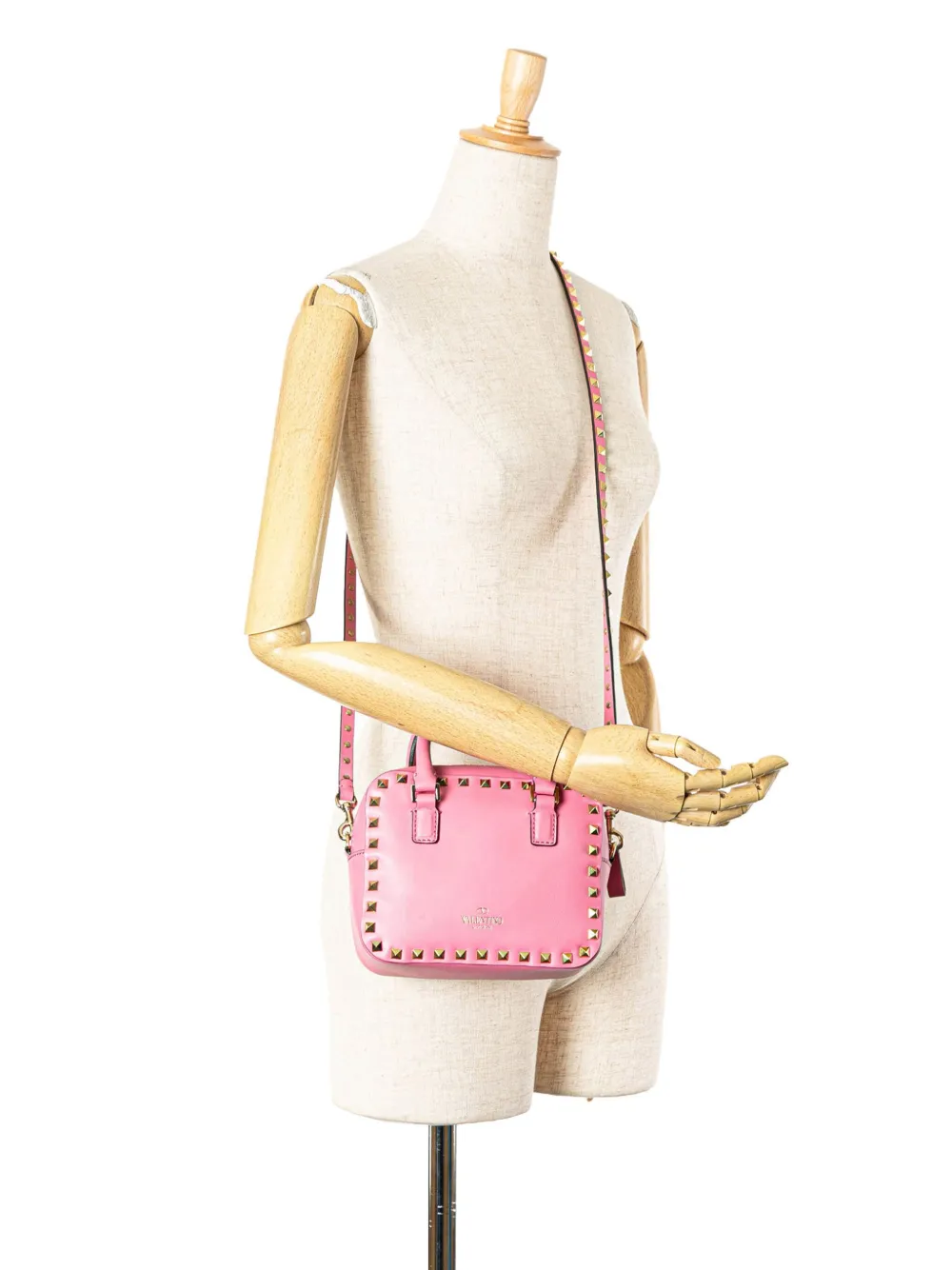 Valentino Garavani Pre-Owned 2010-2024 Leather Rockstud Top Handle Bag satchel - Roze