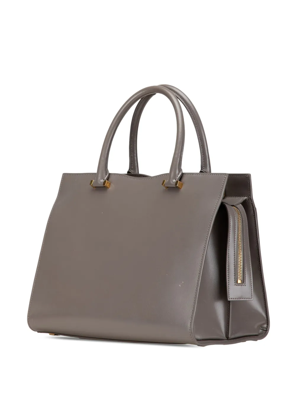 Pre-owned Saint Laurent 2019 Medium Leather Monogram Uptown Satchel In Grey