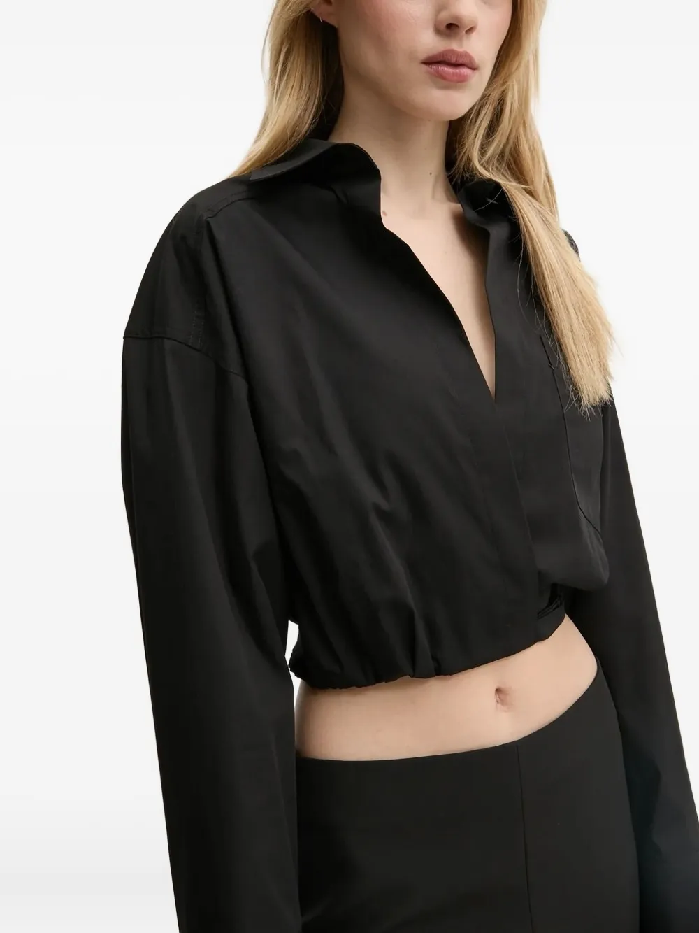 Moschino Cropped Wrap Shirt In Black