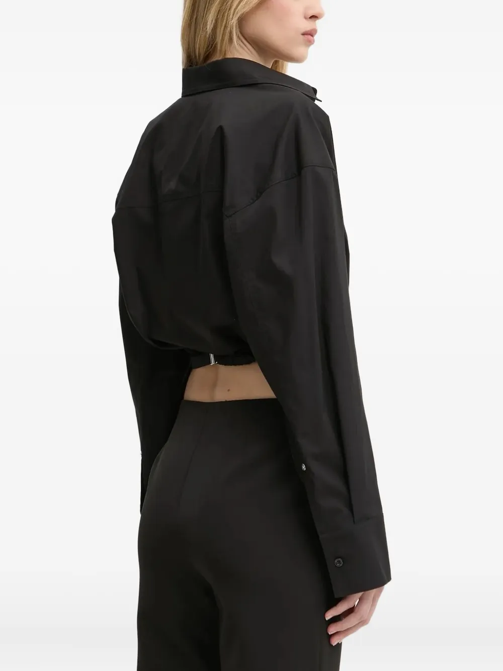 Moschino Cropped Wrap Shirt In Black