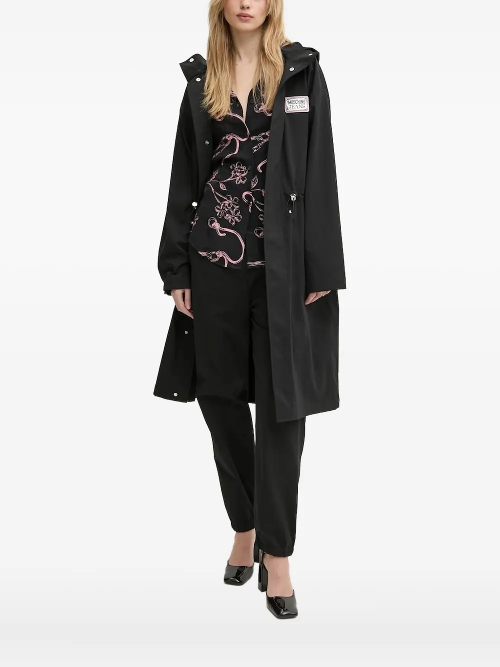 MOSCHINO JEANS logo-patch hooded jacket - Nero