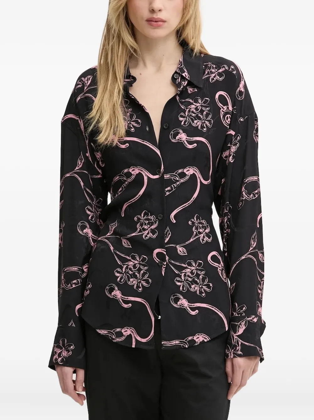 MOSCHINO JEANS Blouse met bloemenprint Zwart