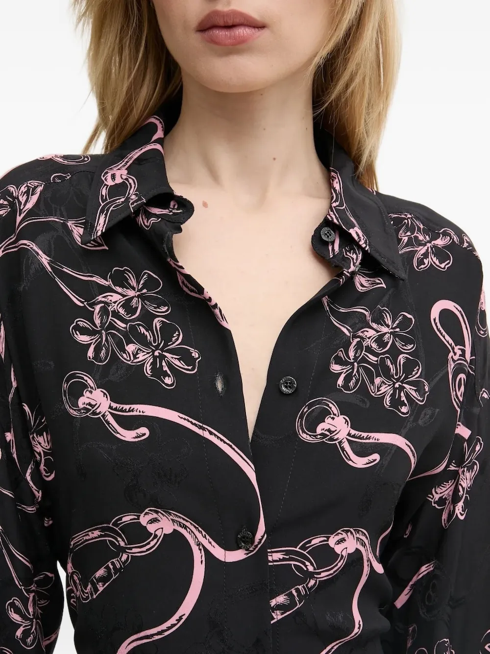 MOSCHINO JEANS Blouse met bloemenprint Zwart