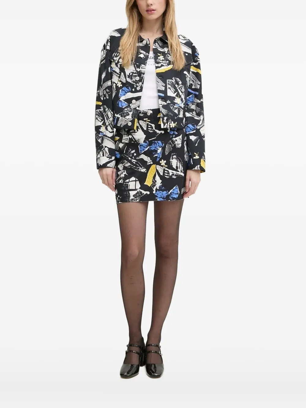 Moschino Cropped Jacket In Multi