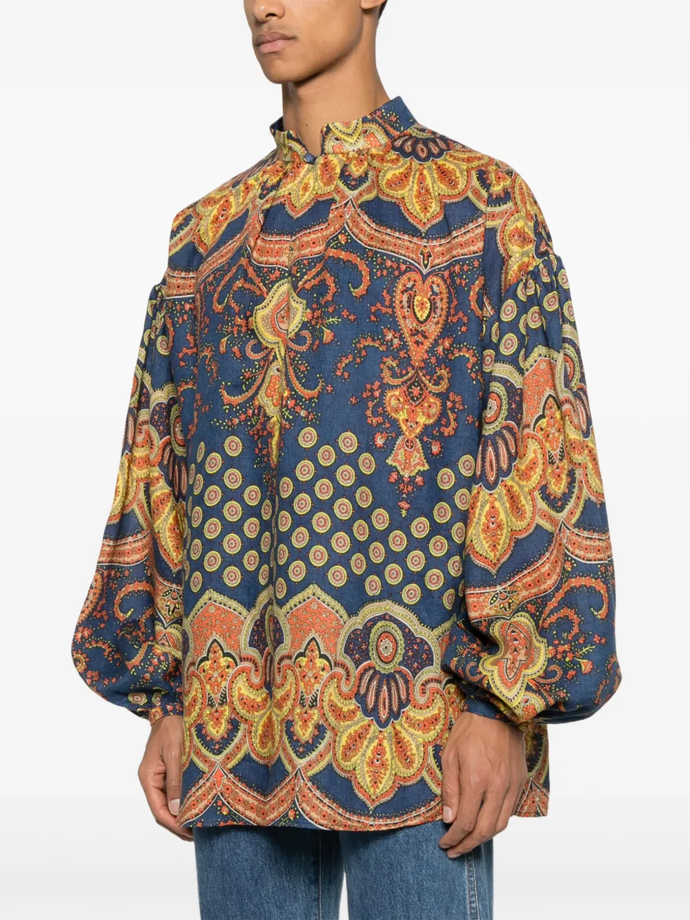 Valentino Garavani Lino Voyage Imaginaire linnen overhemd Blauw