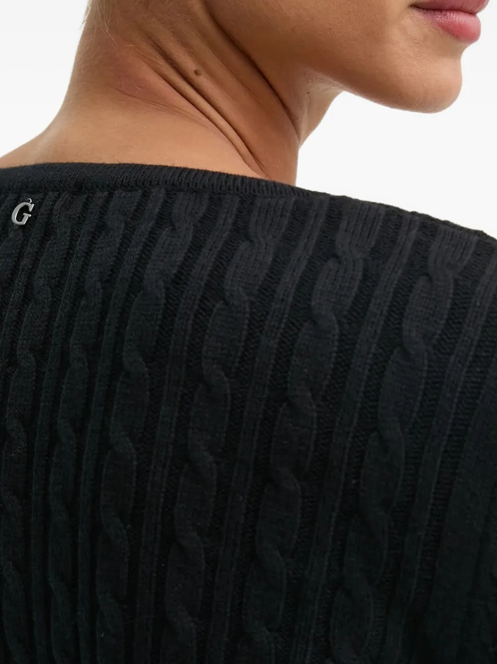 GUESS USA Kabelgebreid vest met parelknoop Zwart