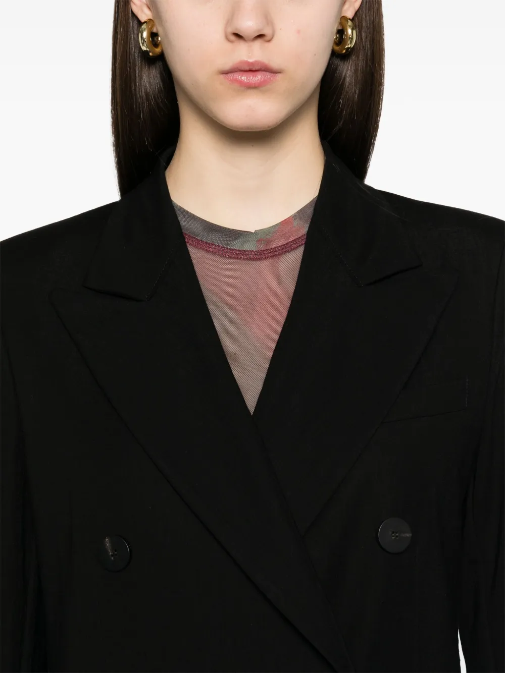 Harris Wharf London Wool Double-breasted Coat In Black