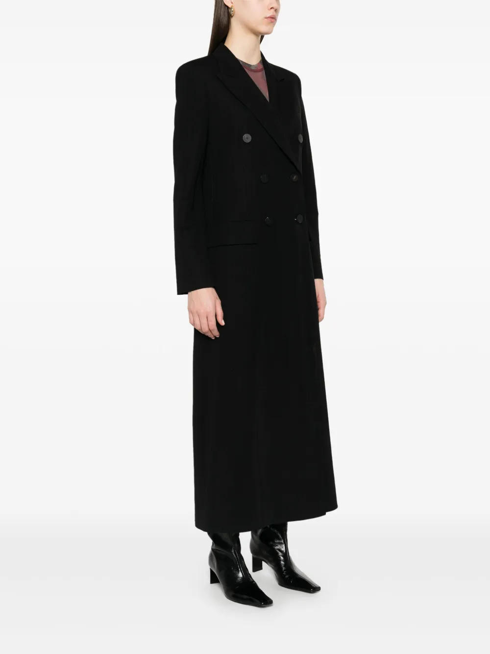 Harris Wharf London Wool Double-breasted Coat In Black