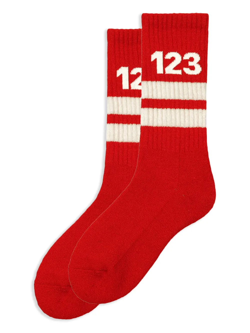 RRR123 intarsia-logo knitted socks - Rood