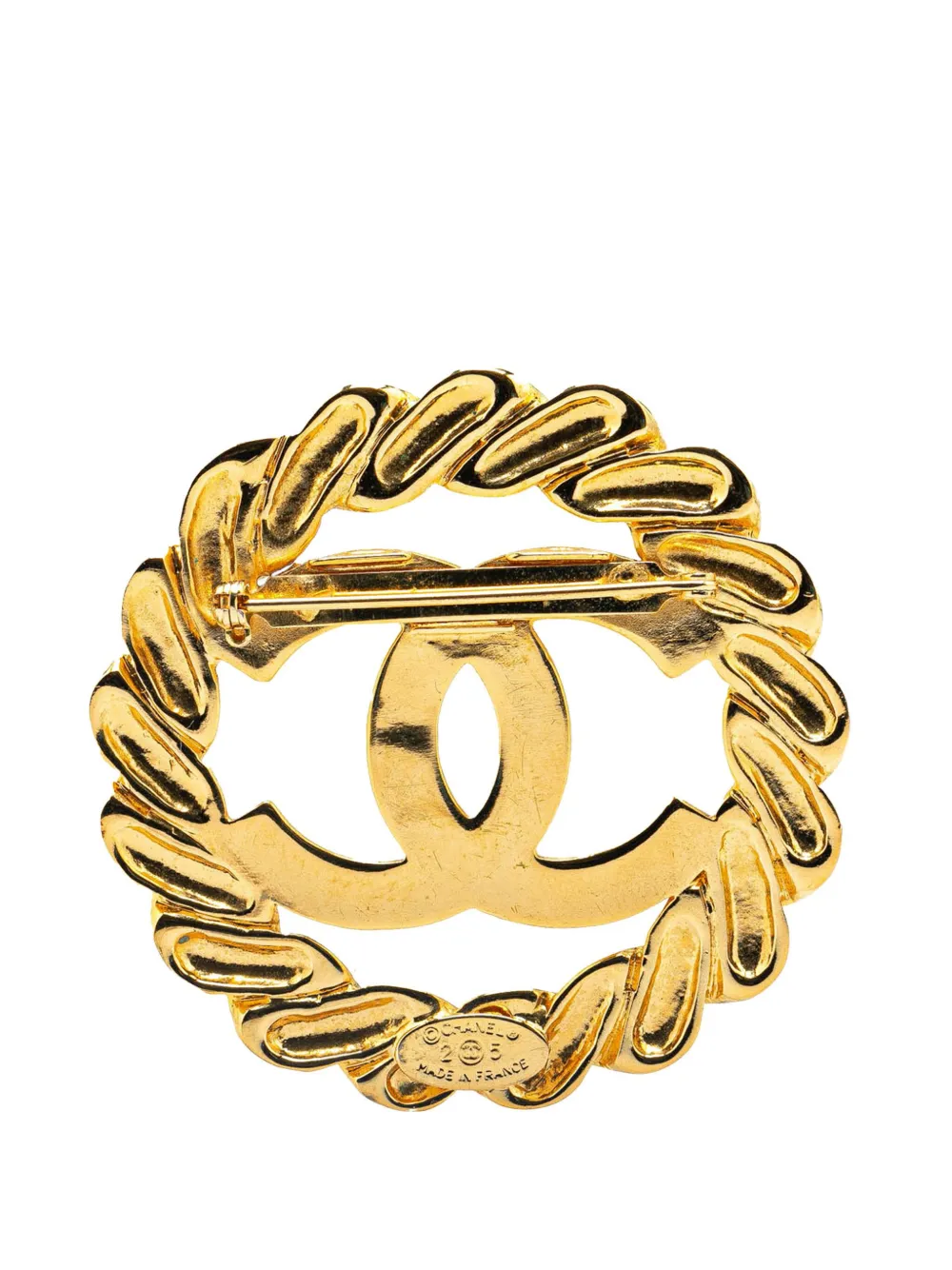 CHANEL Pre-Owned 1980-1990 Gold Plated CC Chain Brooch costume brooch - Goud