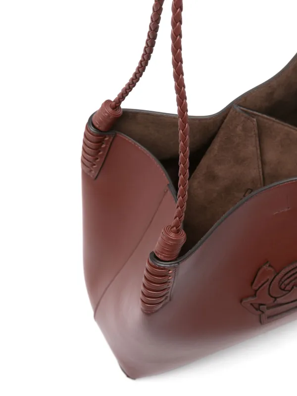 ETRO braided-handle Pegasus Leather Shoulder Bag | Brown | FARFETCH