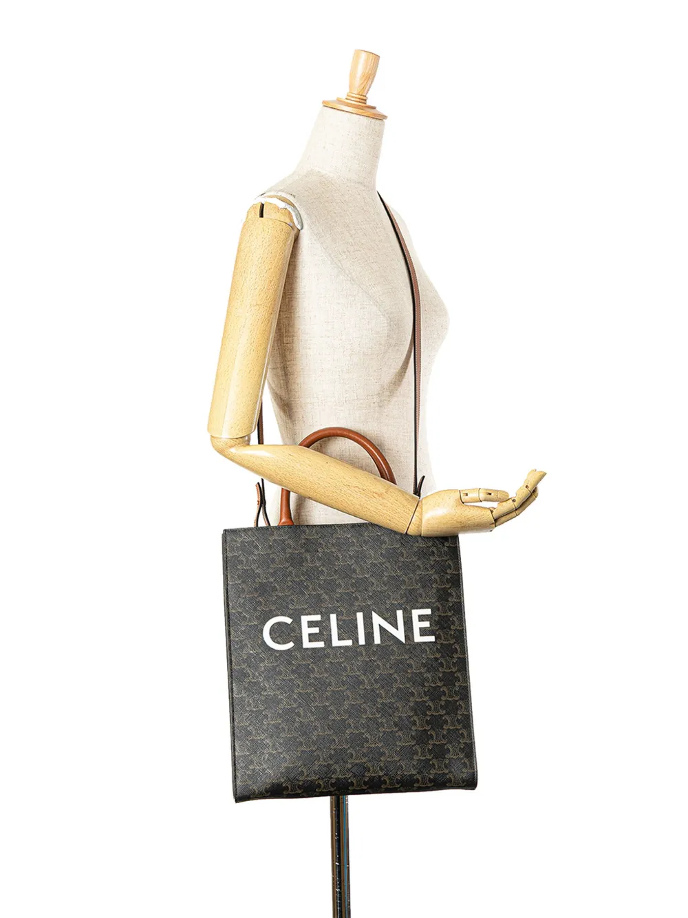 Céline Pre-Owned 2019 Small Triomphe Coated Canvas Vertical Cabas satchel - Bruin