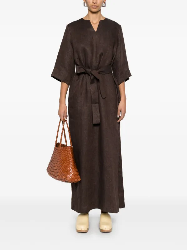 knee length dresses for ladies Ester Tiered Linen Midi Dress • Shop American Threads Online Boutique main image 0