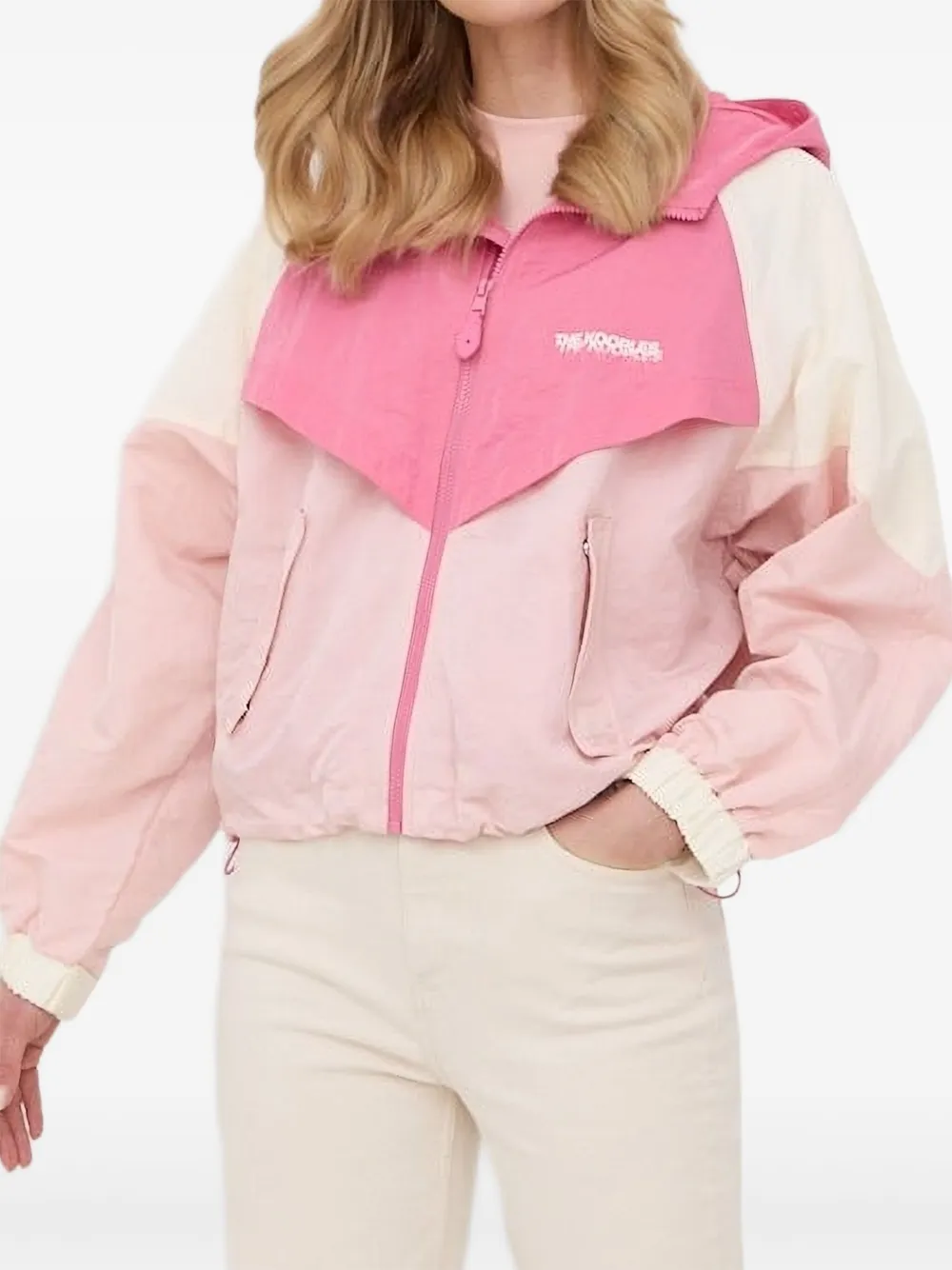 The Kooples Hooded Colour-block Bomber Jacket In Pink