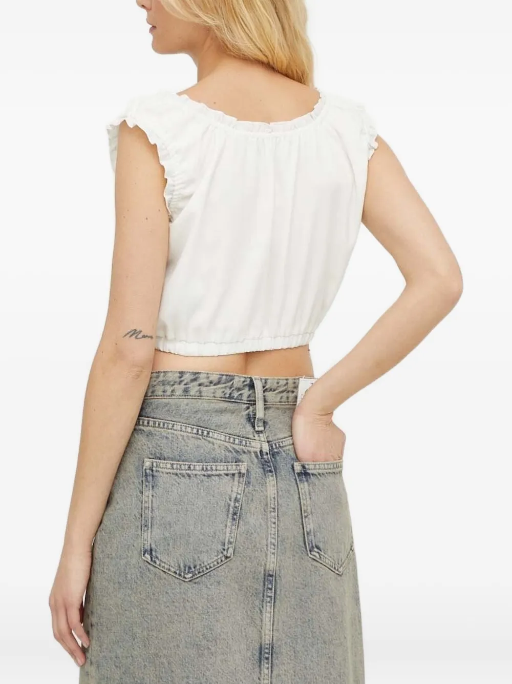 The Kooples Ruffled Cropped Top In White