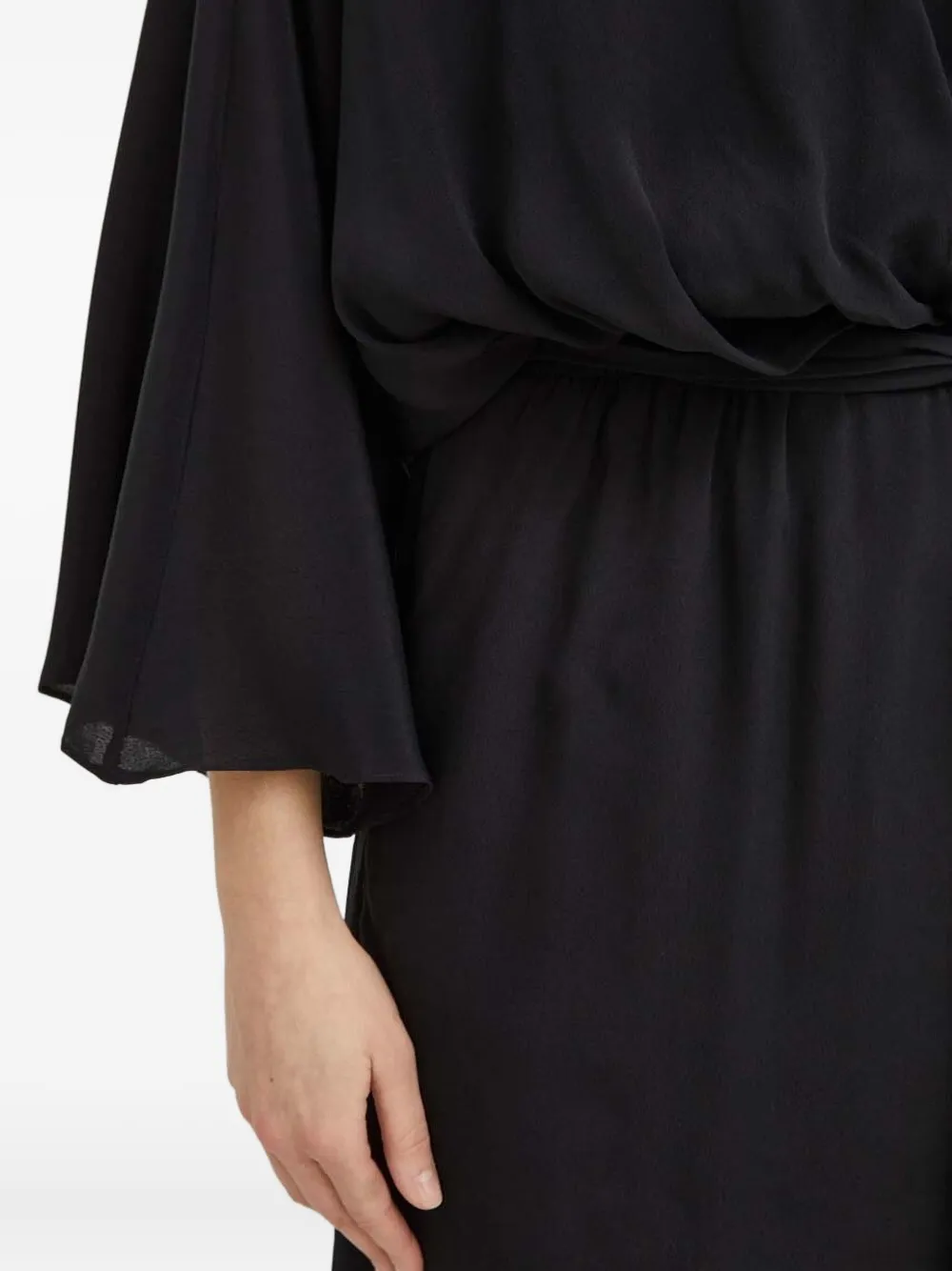 The Kooples Wrap-effect Wide-sleeve Dress In Black