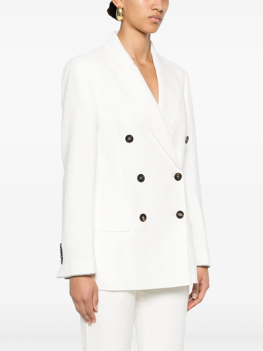 Brunello Cucinelli Blazer met dubbele rij knopen Beige