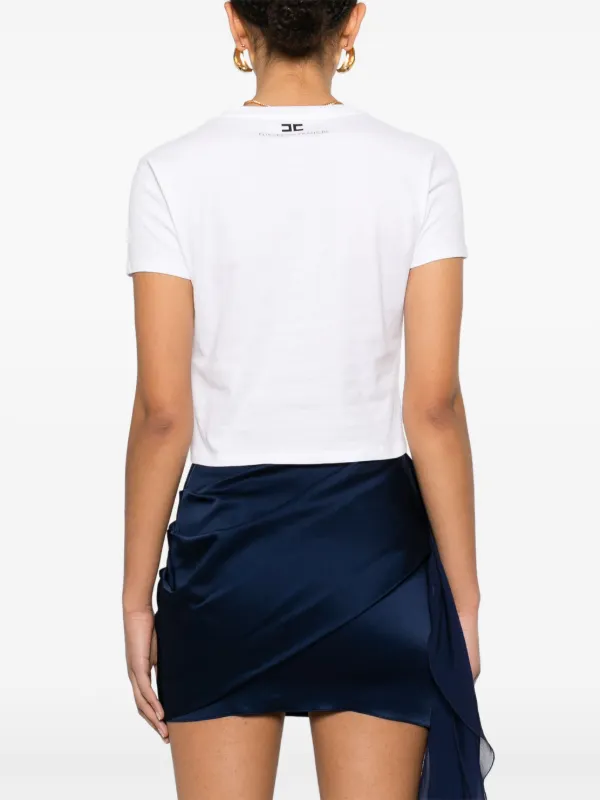 Elisabetta Franchi リボンネックレス付 Tシャツ Elisabetta Franchi リボンネックレス Tシャツ | ブラック