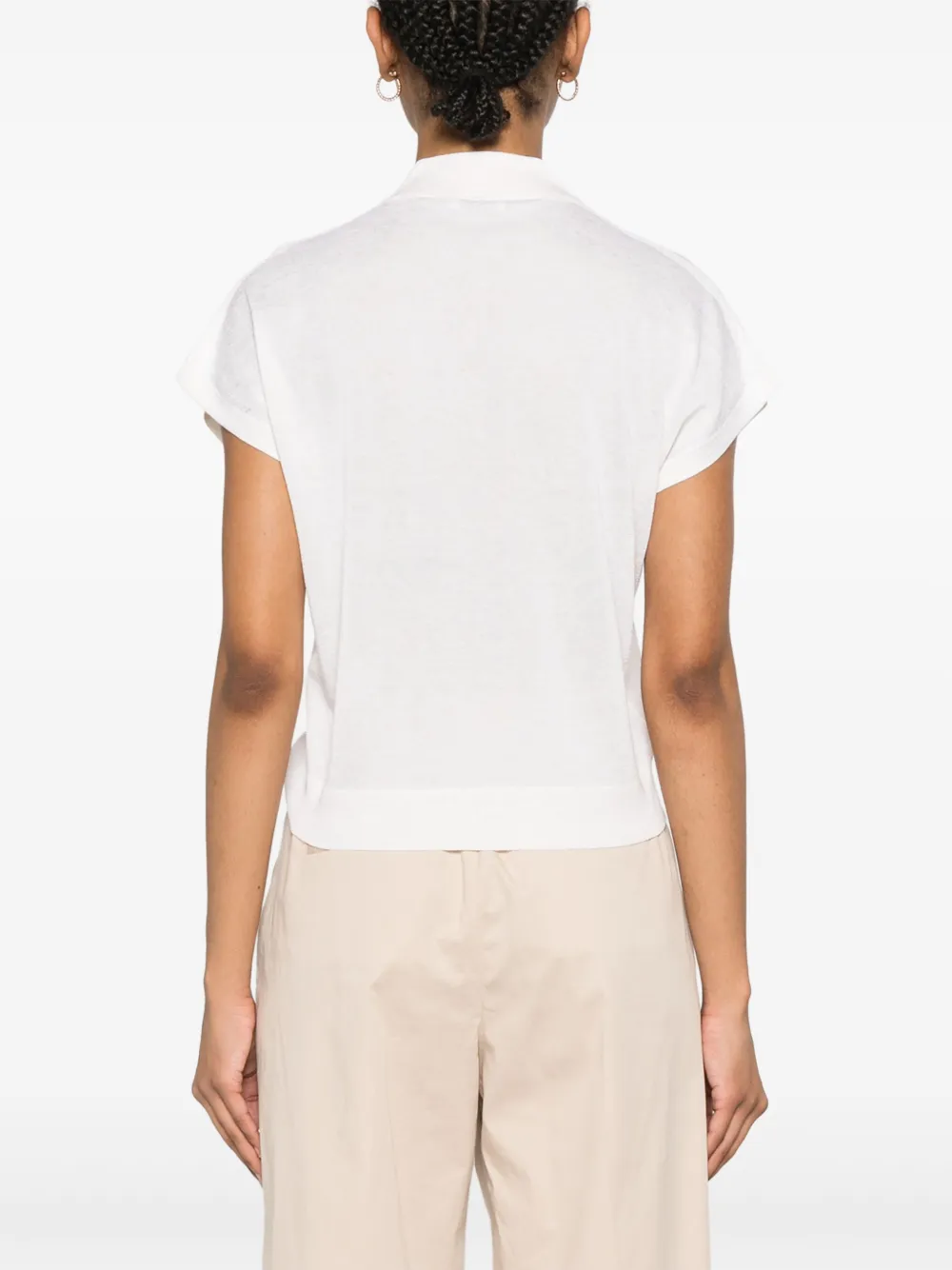 Peserico Polo In Tricot In Filato Di Puro Cotone Crepe Bianco In White