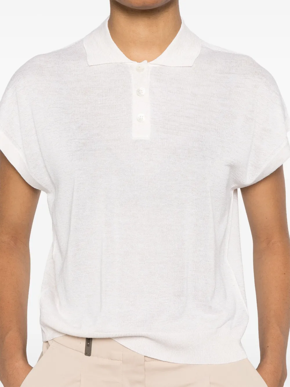 Peserico Polo In Tricot In Filato Di Puro Cotone Crepe Bianco In White