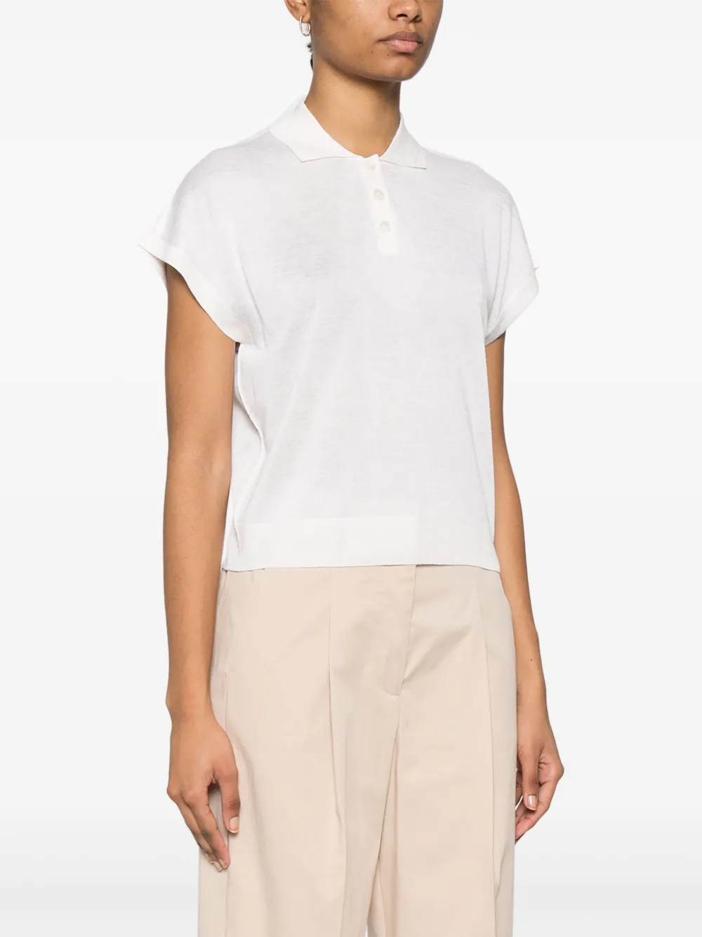 Peserico Polo In Tricot In Filato Di Puro Cotone Crepe Bianco In White