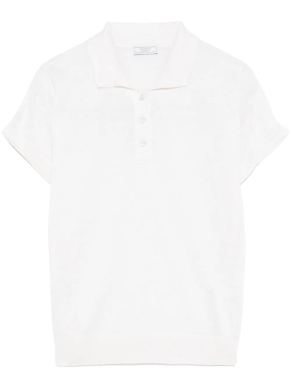 Peserico Polo In Tricot In Filato Di Puro Cotone Crepe Bianco In White