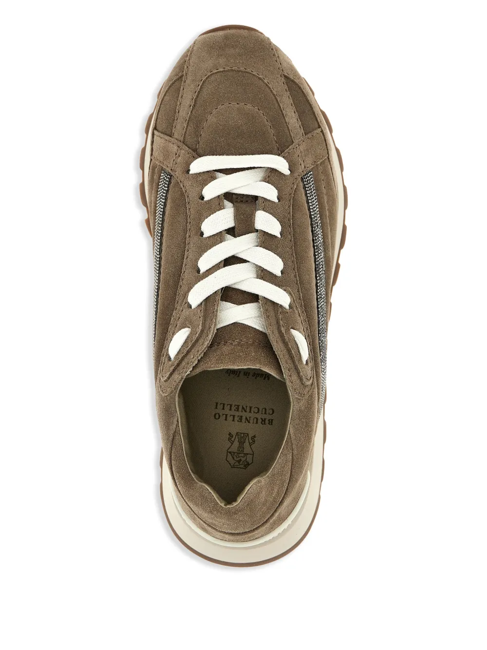 Brunello Cucinelli Monili-verfraaide suède sneakers Bruin