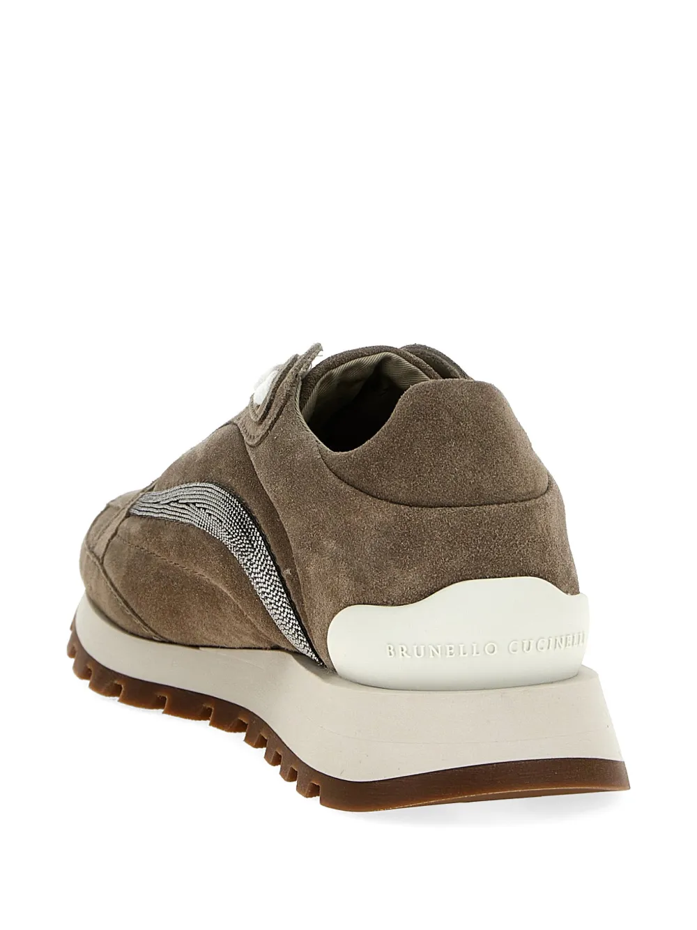 Brunello Cucinelli Monili-verfraaide suède sneakers Bruin