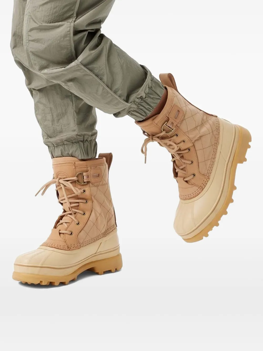 Sorel Quilted Lace-up Boots In Neutral