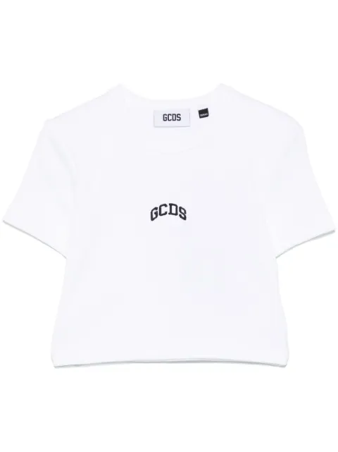 GCDS logo-embroidered cropped T-shirt