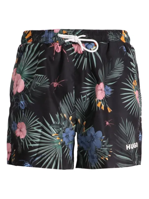 HUGO floral-print swim shorts