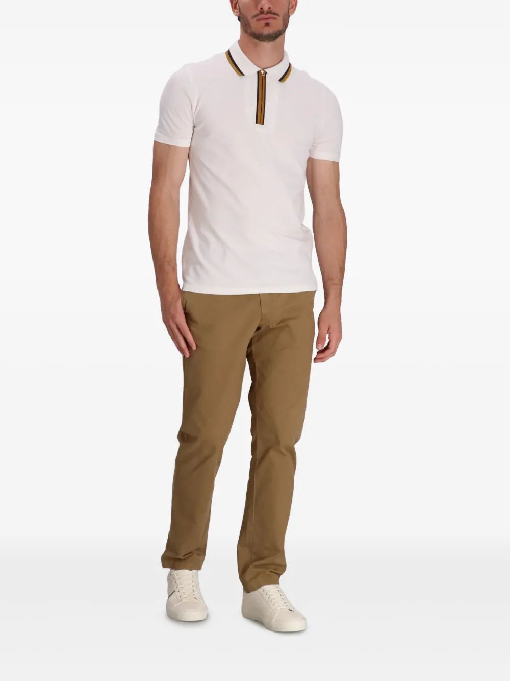 PS Paul Smith Poloshirt met contrasterende afwerking en rits - Wit