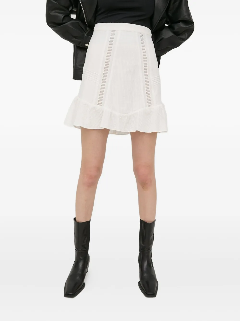 The Kooples embroidered ruffled mini skirt | White | Image 1