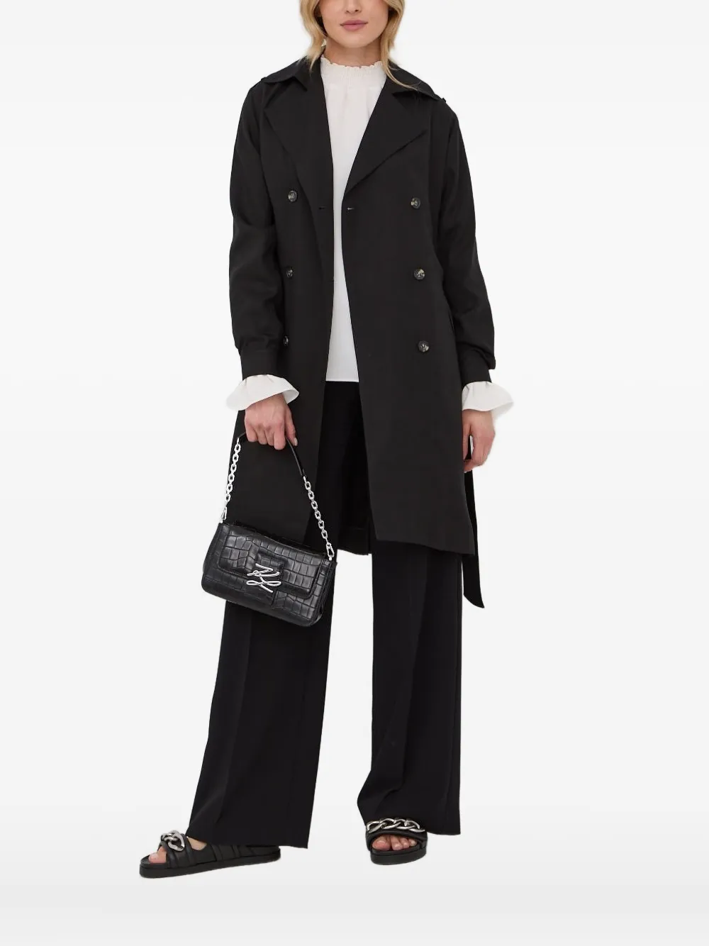 The Kooples belted double-breasted trench coat | Black | Image 1