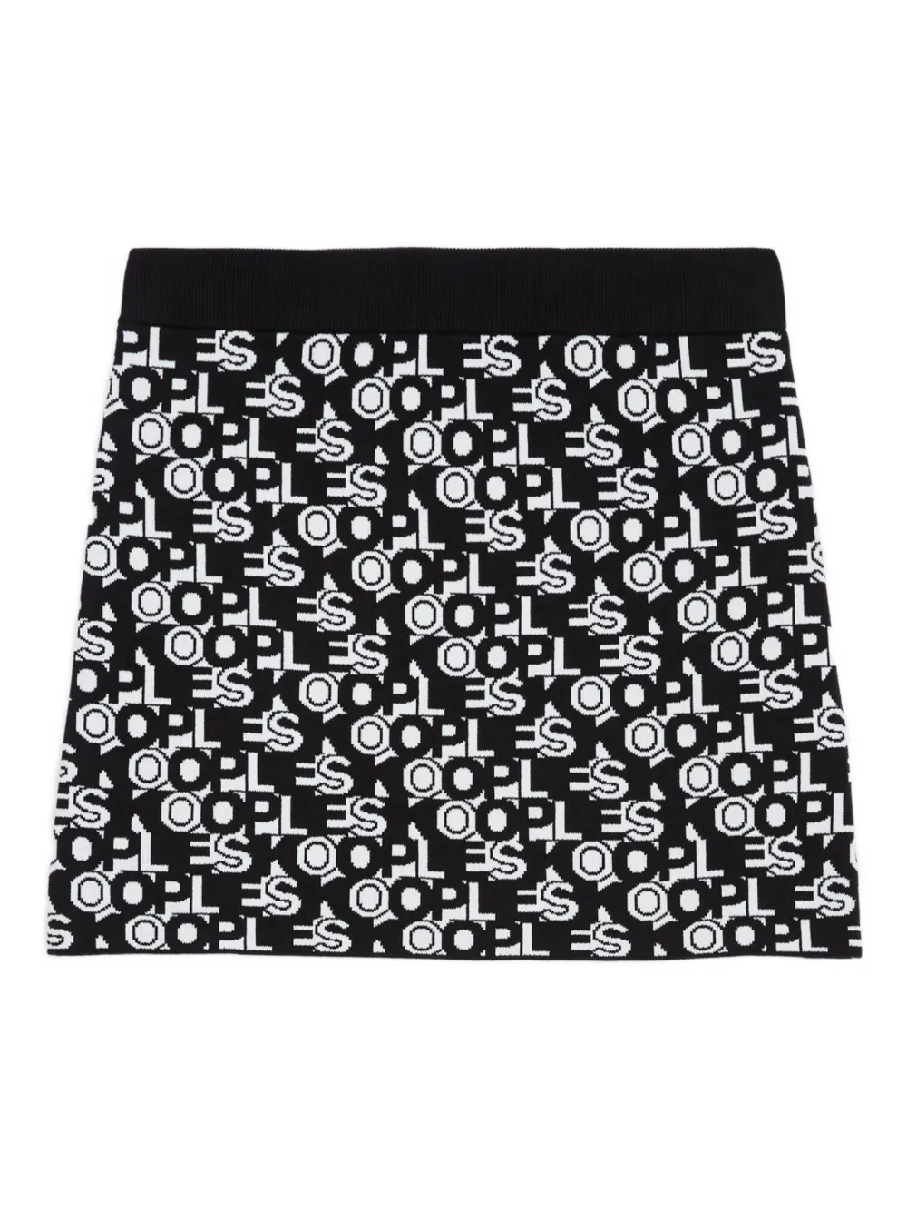 The Kooples Logo-pattern Knitted Mini Skirt In Black