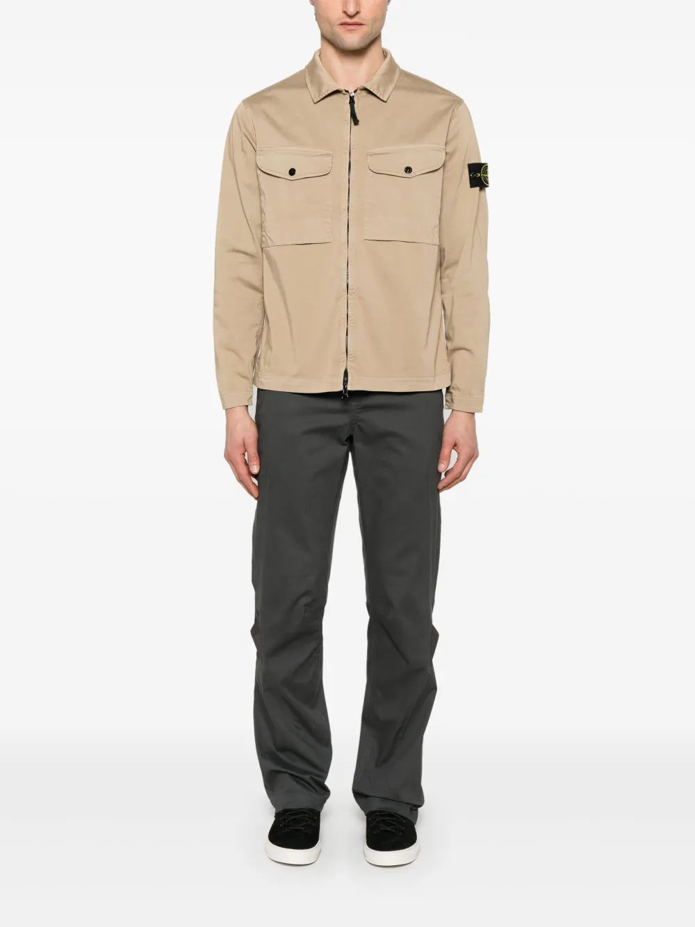 Stone Island Shirtjack met Compass-logopatch - Beige