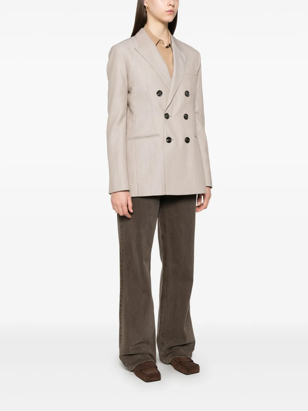 AMI Paris Blazer met dubbele rij knopen Beige