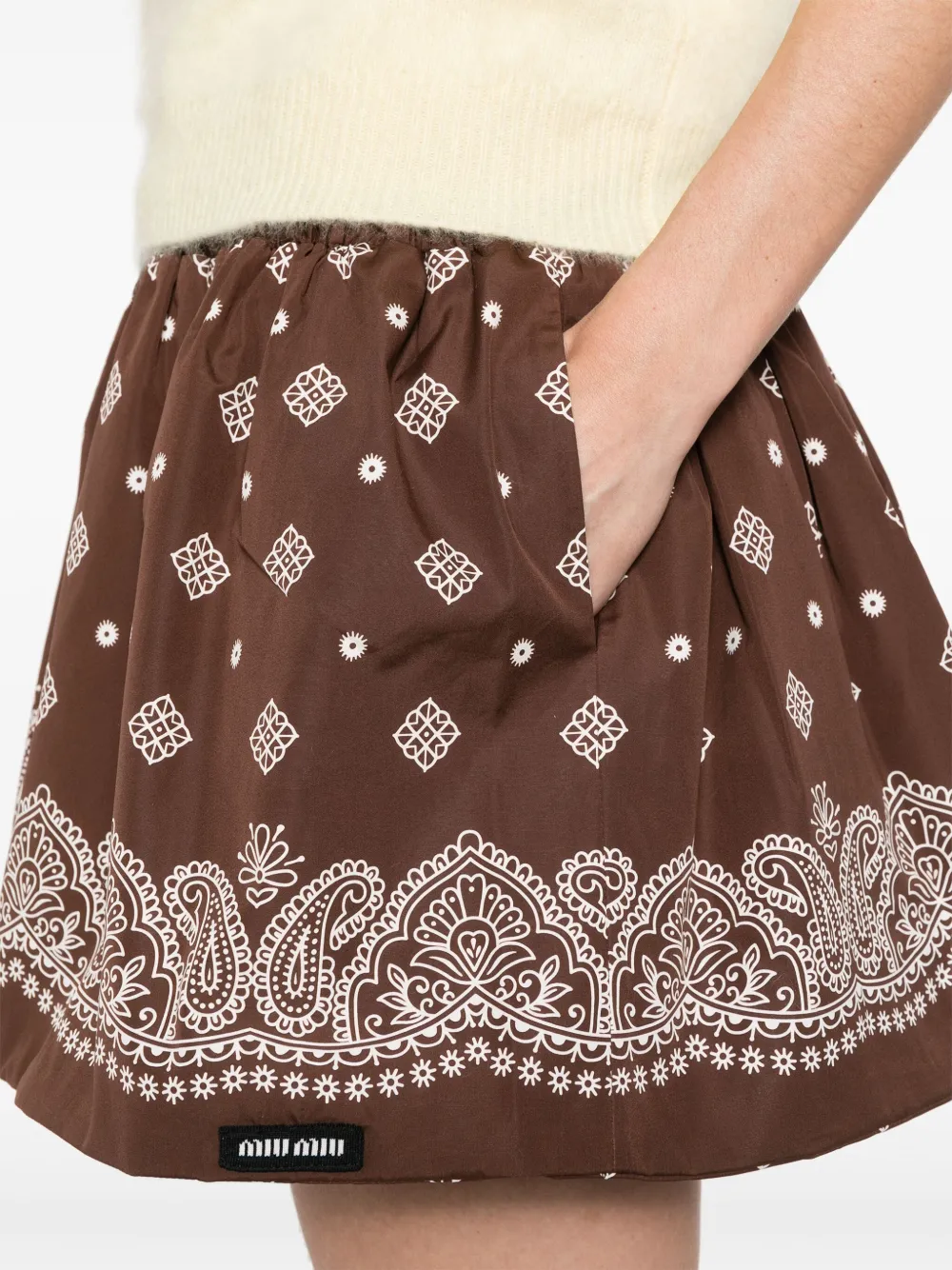 Miu Mini-rok met paisley-print Bruin