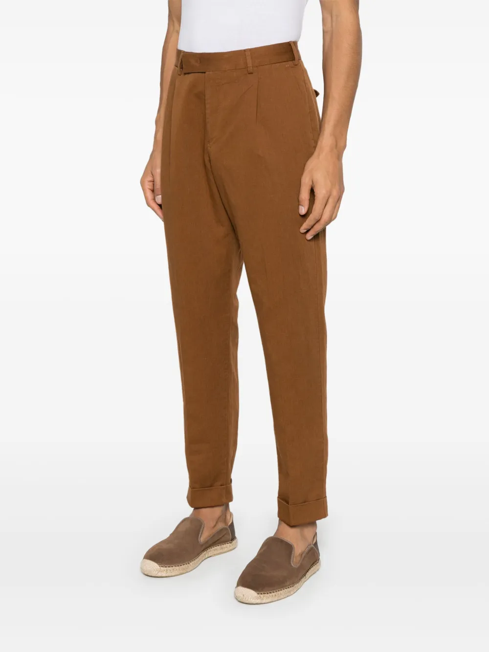PT Torino Broek met geplooid detail Bruin