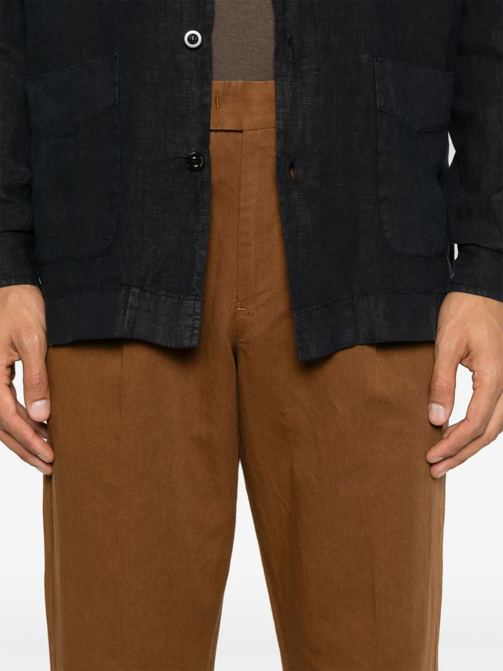 PT Torino Broek met geplooid detail Bruin