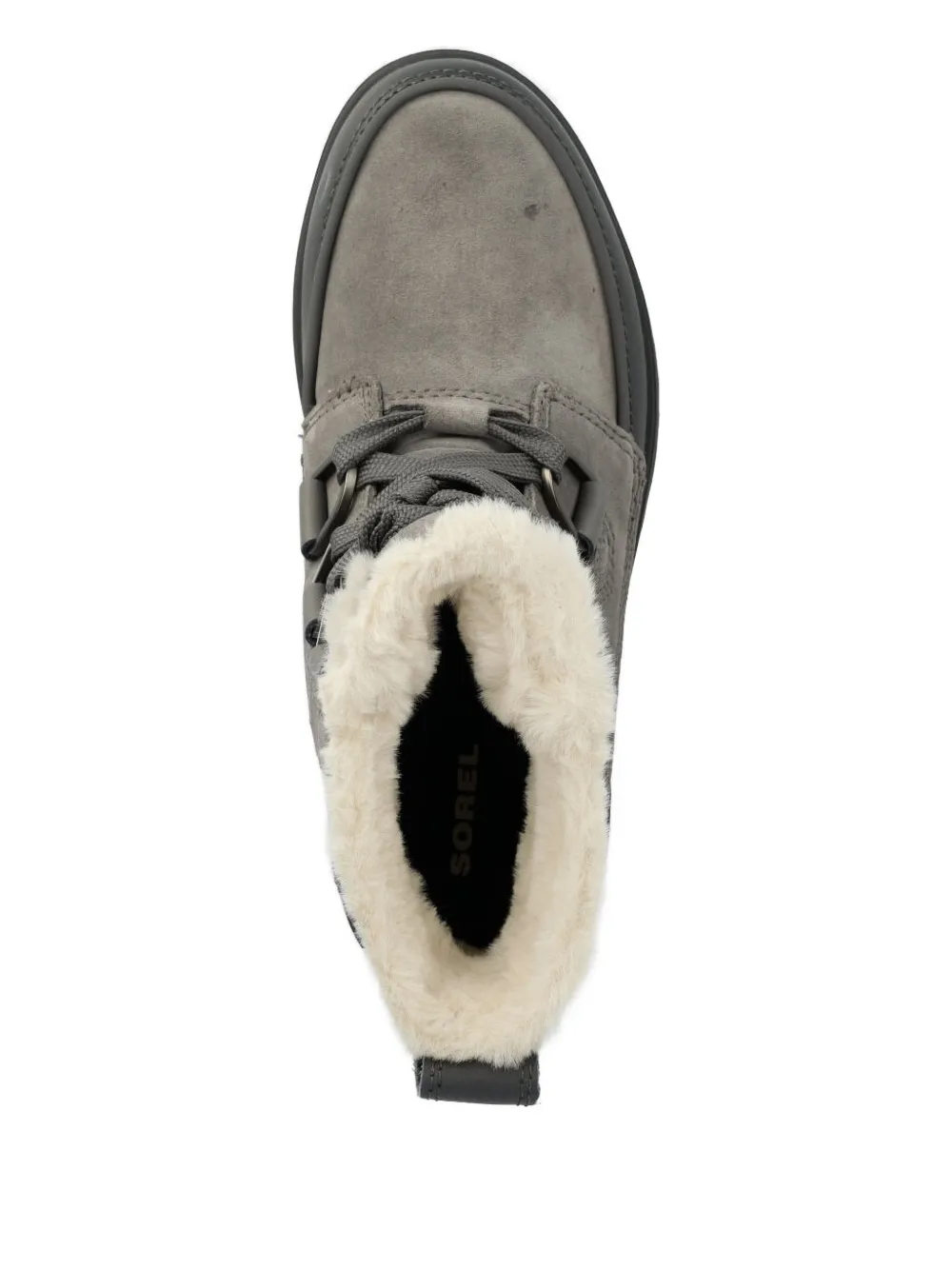 Sorel Lace-up Fur Boots In Gray