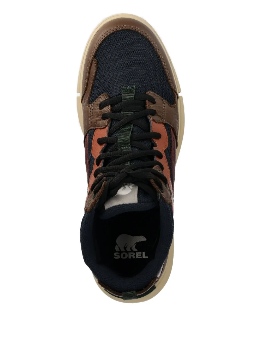 SOREL leather panelled high-top sneakers Brown