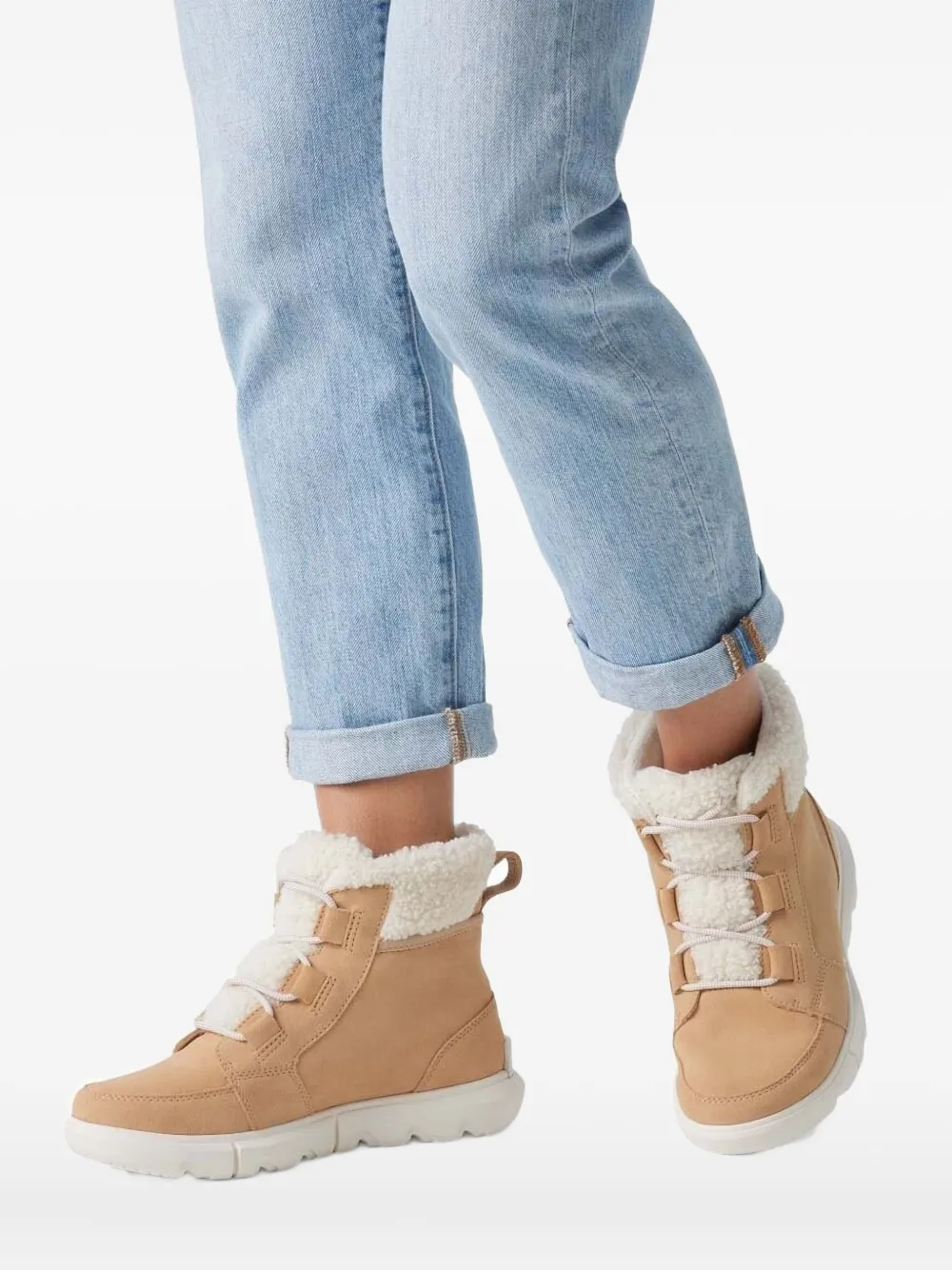 Sorel Lace-up Fleece-lined Boots In Neutral