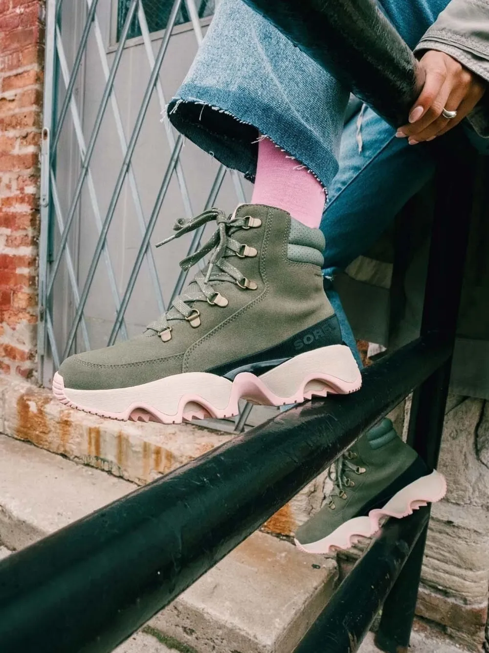 Sorel Lace-up High-top Boots In Green