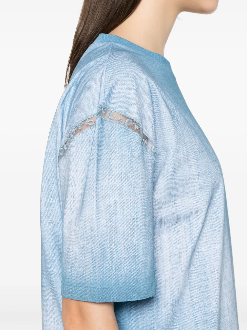 Ermanno Scervino T-shirt met denim-print Blauw
