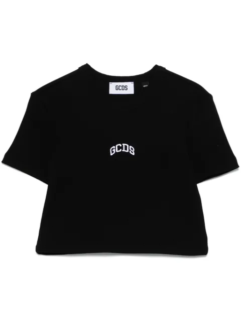 GCDS logo-embroidered cropped T-shirt